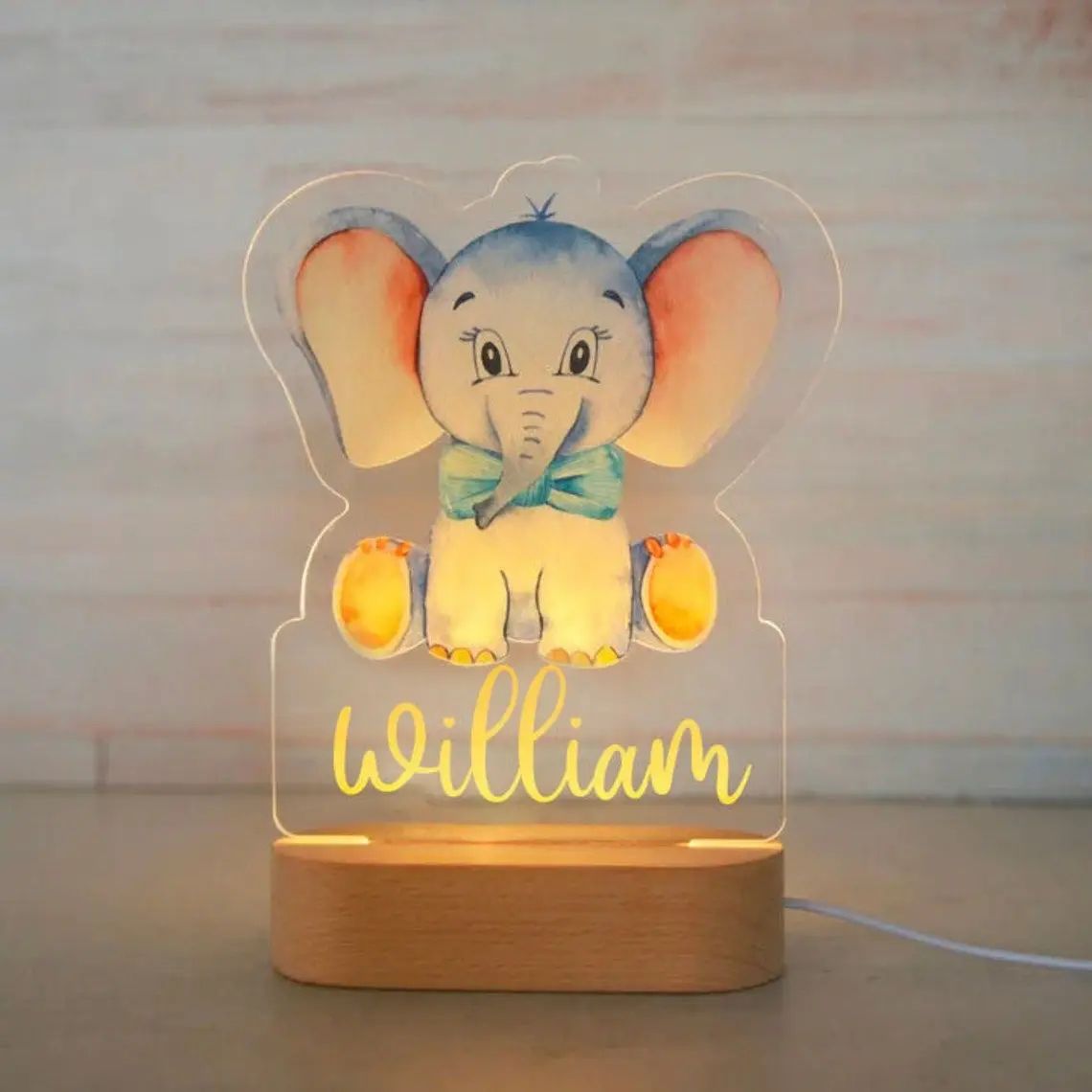 Personalized Kids Night Light Custom Name Animal Acrylic Lamp