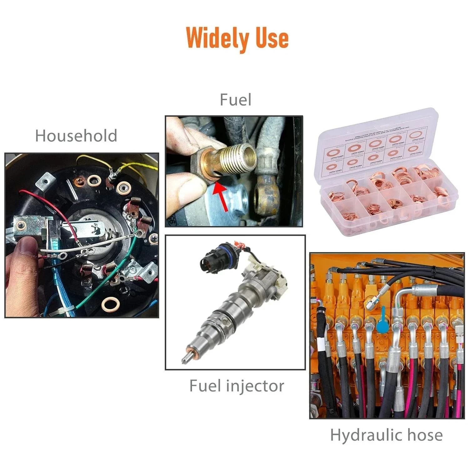 Copper Crush Washer Kit Metric Oil Drain Plug and Banjo Bolt Sealing Washer Set