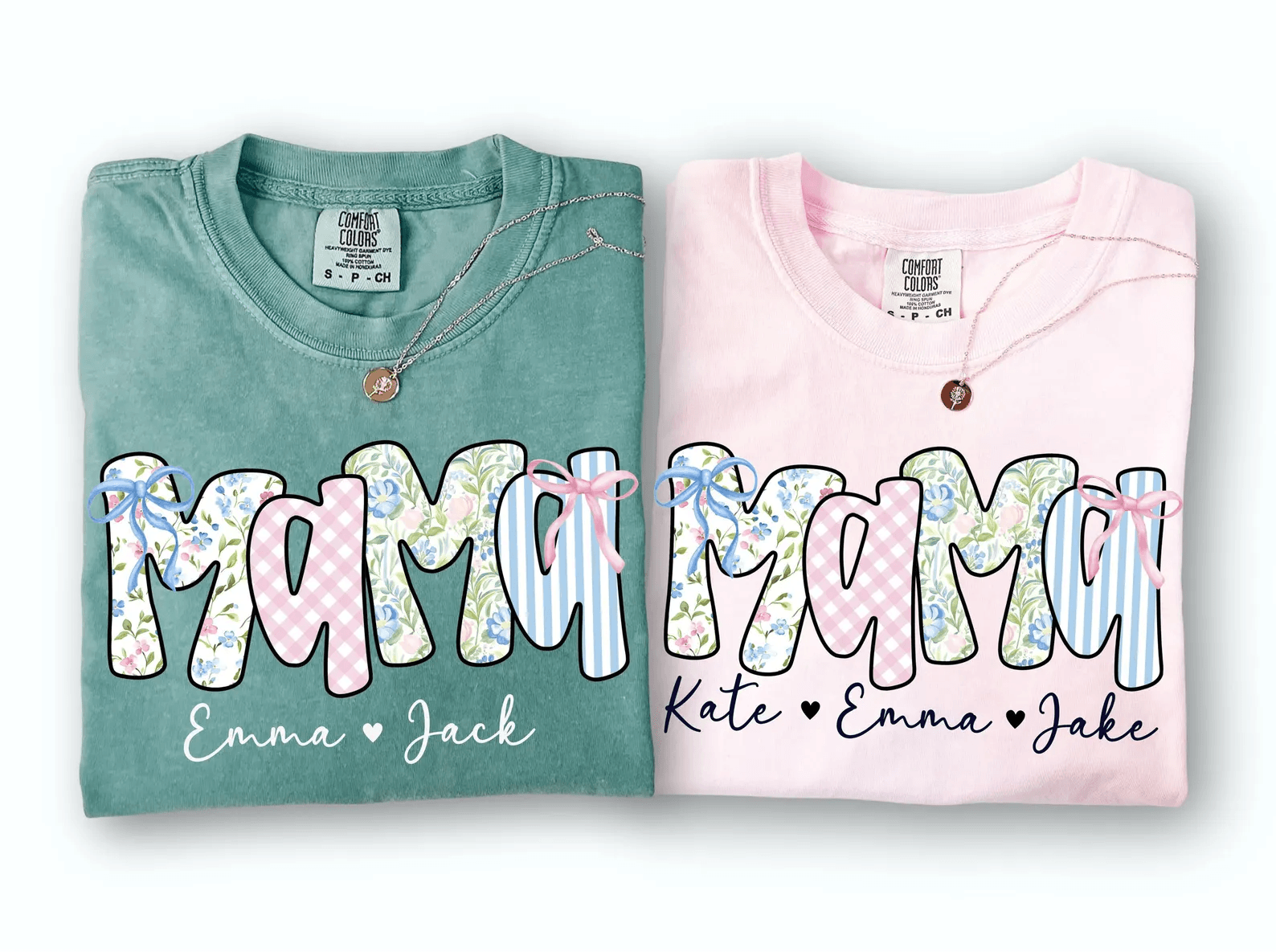 Personalized Mama Shirt with Kids Names Comfort Colors Coquette Mothers Day Gift Tee