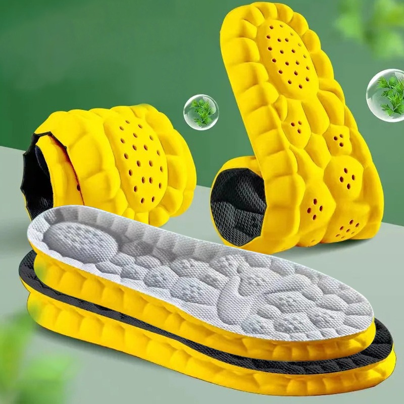 Sport Insoles with 4D Shock Absorption Breathable Cushion Running Insoles Deodorant Comfort Fit for Men and Women
