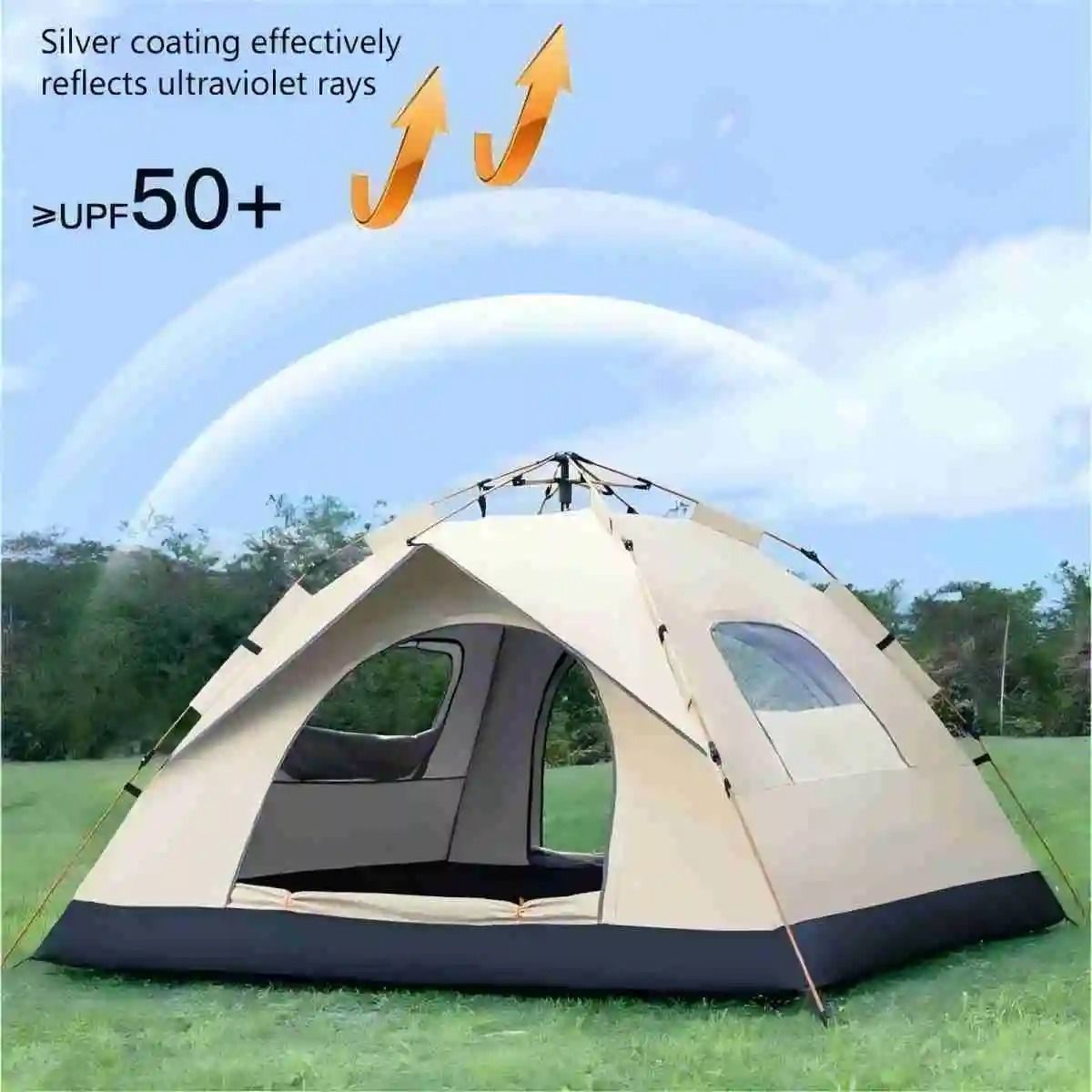 Premium Double-Door Travel Camping Tent for Outdoor Adventures and Sun Shelter