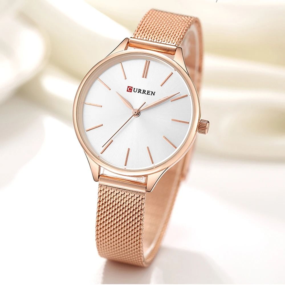 Elegant Matte Dial Mesh Strap Watch – Luxury Stainless Steel Japanese Quartz Timepiece with Premium Display Box