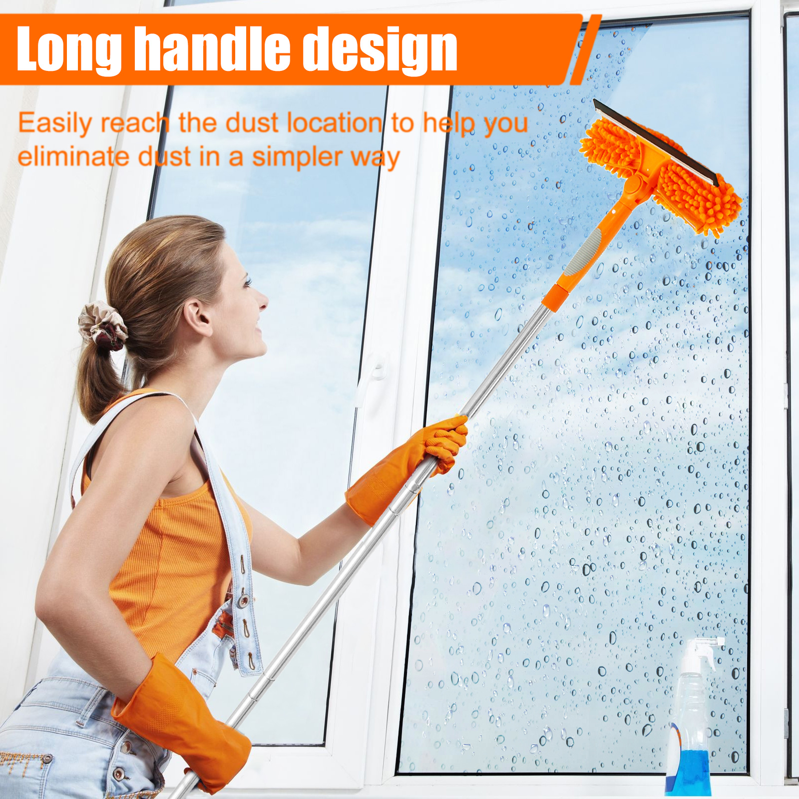 Rotatable Window Mop, Extendable Cleaning Tools Set, Household Squeegee Wiper, Dust Brush New