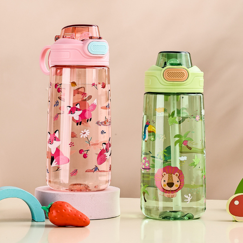 Cute Kids Water Bottle with Straw, BPA-Free, Leakproof Outdoor Portable Children's School Cup, Eco-Friendly Design