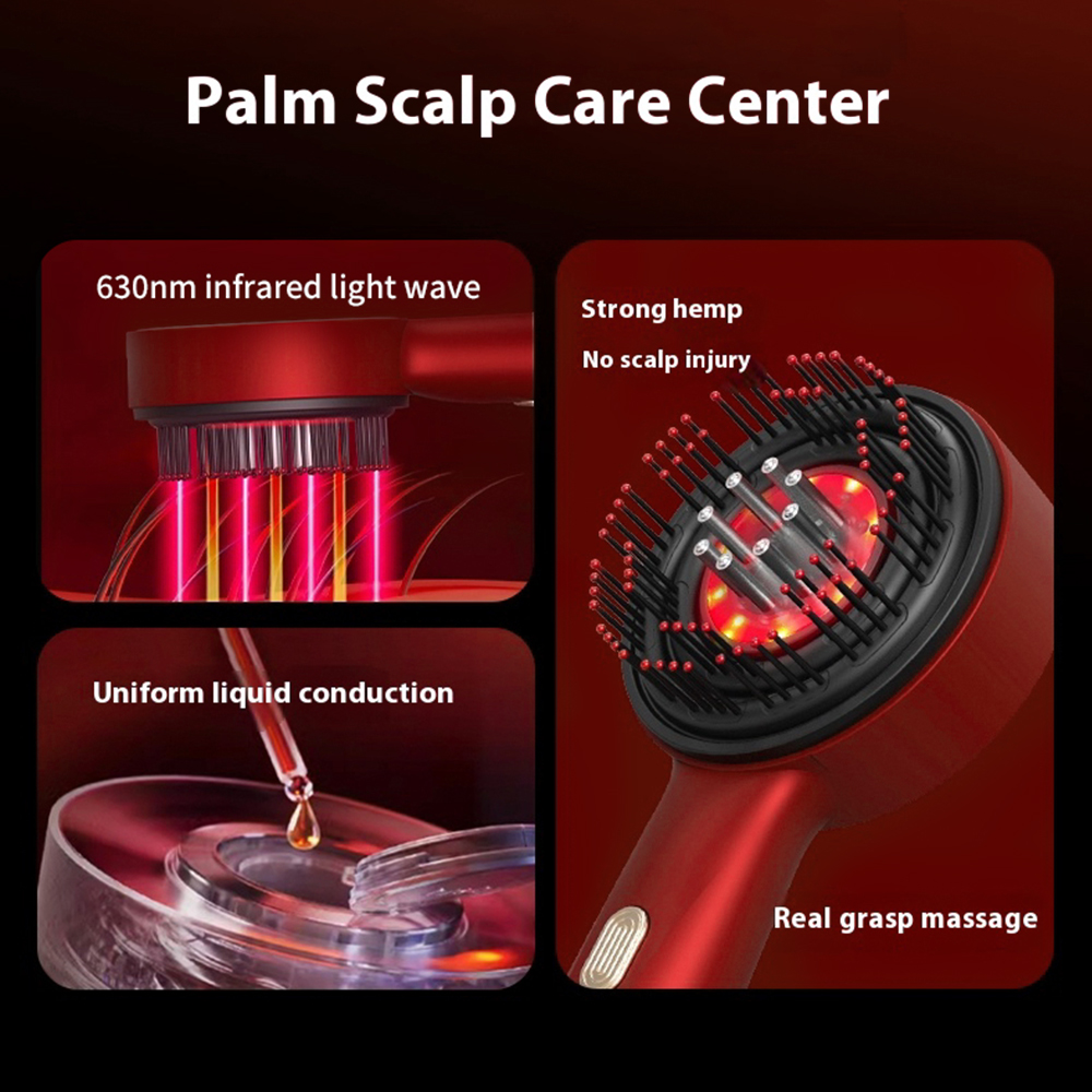 Electric Hair Regrowth Brush with Infrared Light, Scalp Massage & Anti-Hair Loss Scrubber
