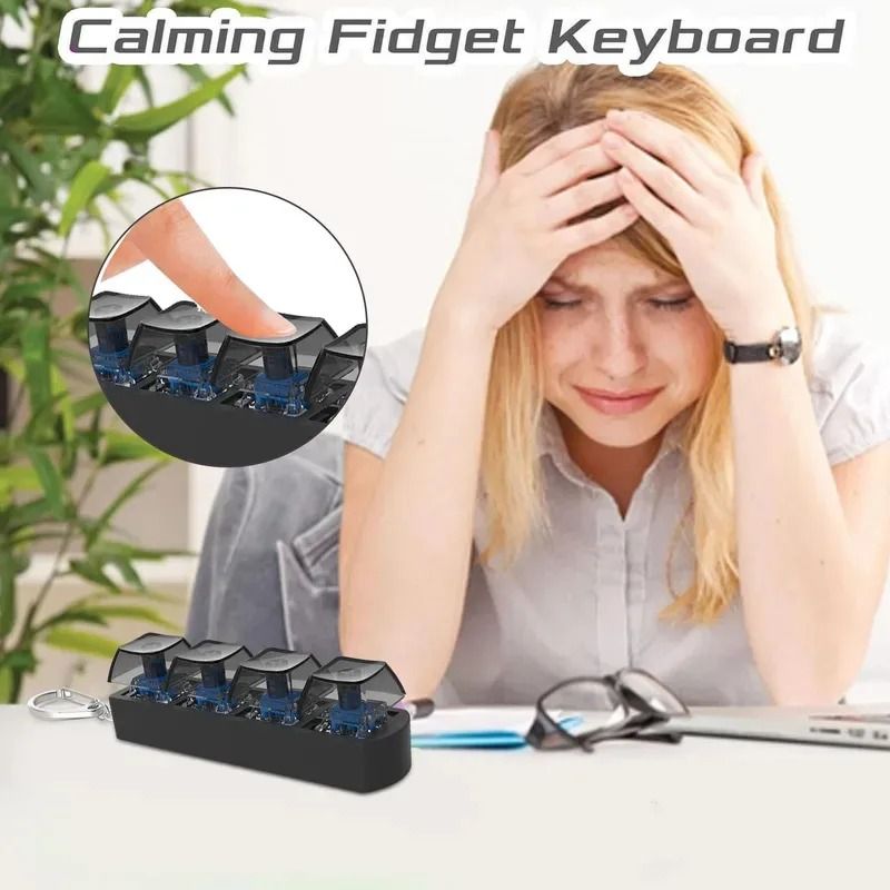 4-Key Mechanical Keyboard Fidget Keychain