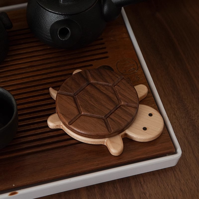 Solid Wood Turtle Insulation Mat Black Walnut Tableware Anti-scald Tea Coaster