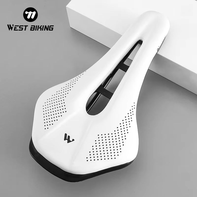 WEST BIKING Comfortable Bike Saddle – Wear-Resistant PU Leather Hollow Bicycle Seat Cushion for Road & MTB