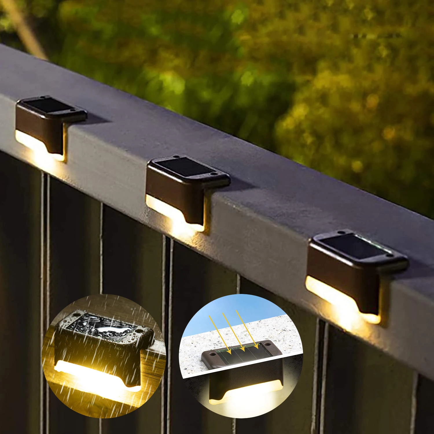 Solar LED Garden Lights Waterproof Outdoor Step & Deck Lamps for Patio & Yard