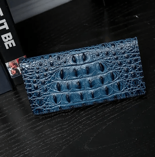 Mens Slim Leather Wallet with Crocodile Texture Business Card Holder