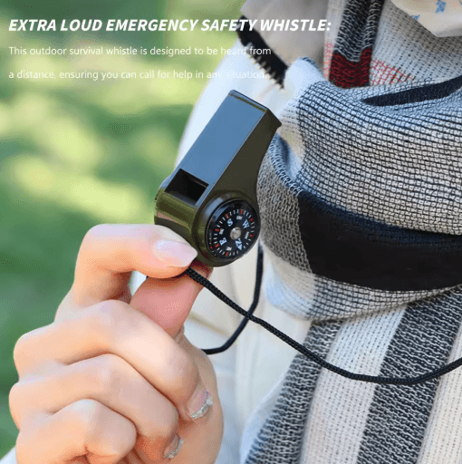 3in1 Emergency Safety Whistle Loud Survival Whistle with Mini Compass for Outdoor Adventures