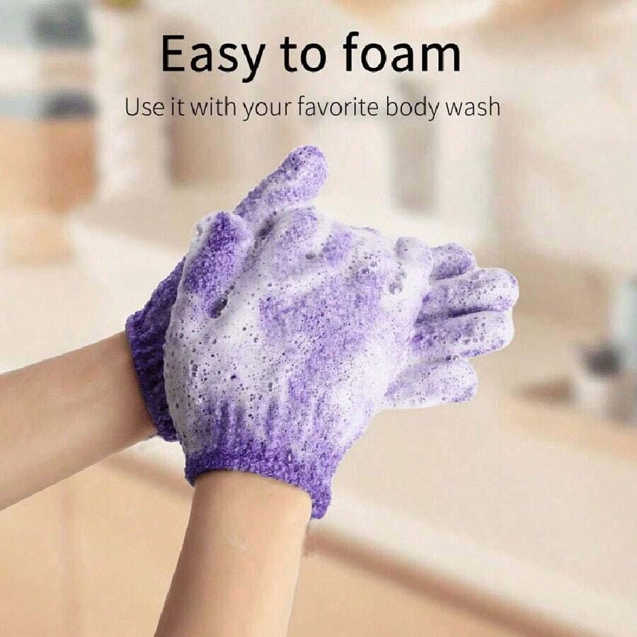 Reversible Exfoliating Shower Gloves - Dual-Sided Body Scrub Gloves for Cleansing & Back Scrubbing