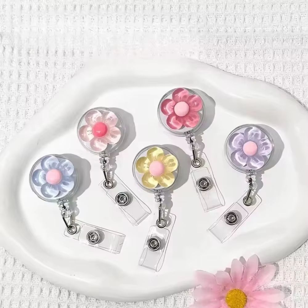 FloraClip Transparent Floral Retractable Badge Reel for ID Cards and Badges