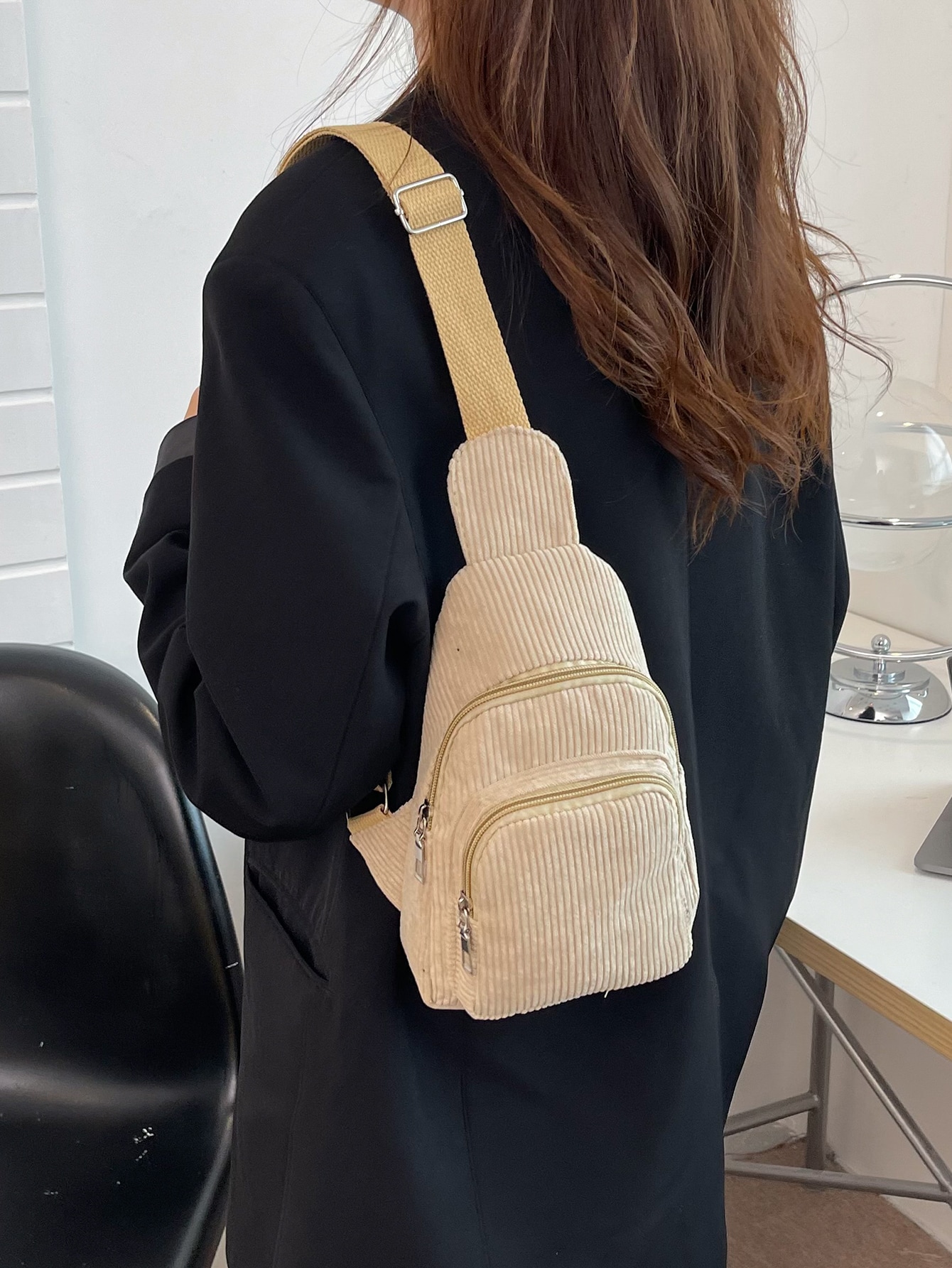 Corduroy Womens Sling Bag Lightweight Versatile Crossbody and Waist Bag for Casual Style