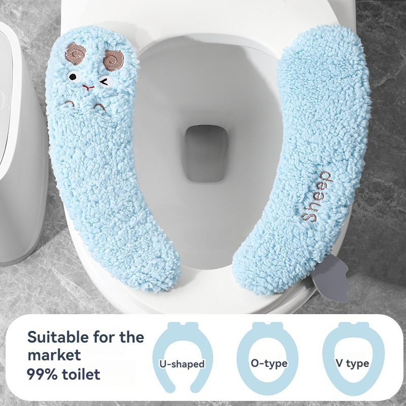 Pattern Winter Toilet Seat Cushion, Fashion Household Toilet Seat Cover, Seasonal Universal Toilet Cushion Adhesive