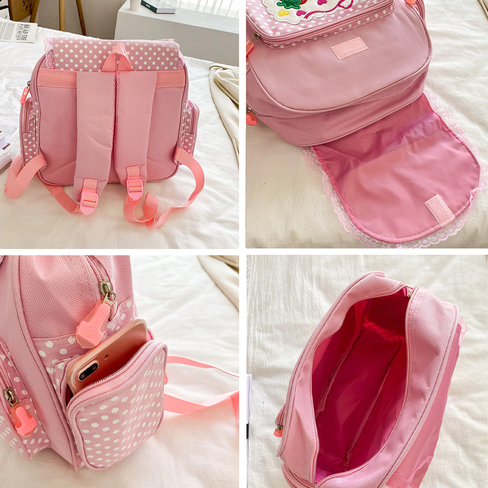Pink Backpack With Strawberry Pattern