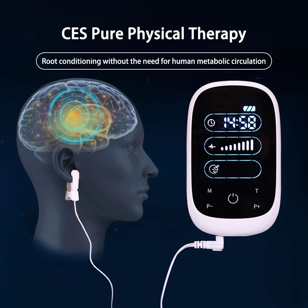 CES Sleep Therapy Device with Ear Clip Electrode for Insomnia and Stress Relief