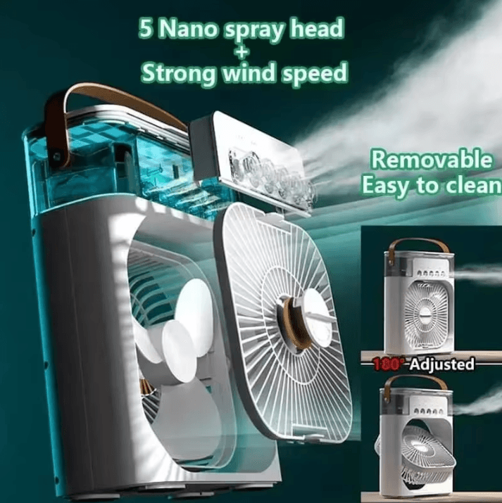 Portable 3-in-1 Portable Air Cooler with Mini Humidifier Fan & LED Night Light