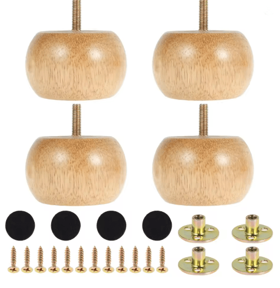 Wood Furniture Legs Round Bun Feet Replacement Set