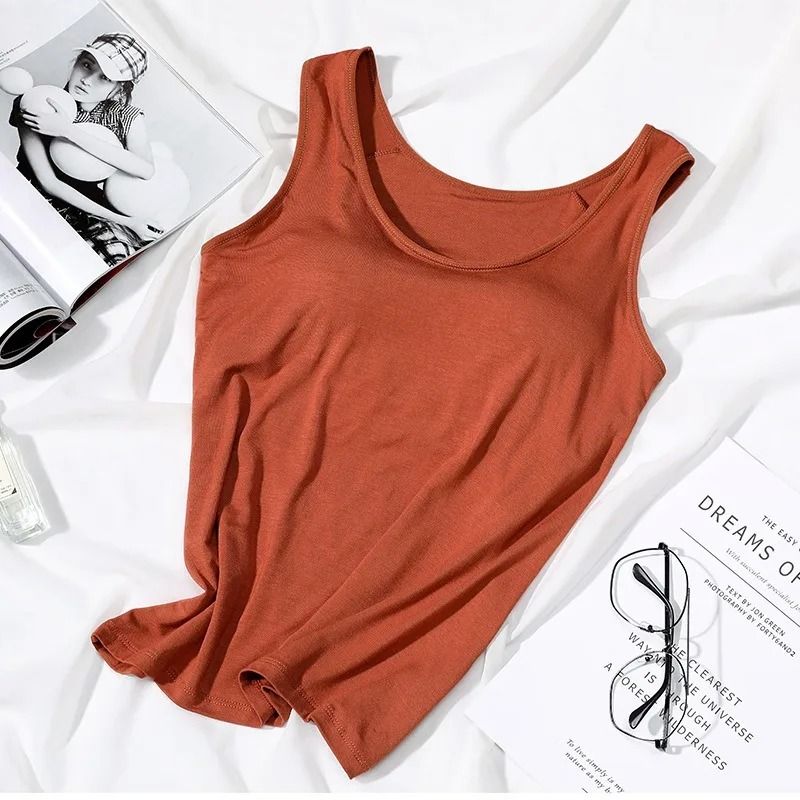Women Slim Fit Tank Top with Built In Bra
