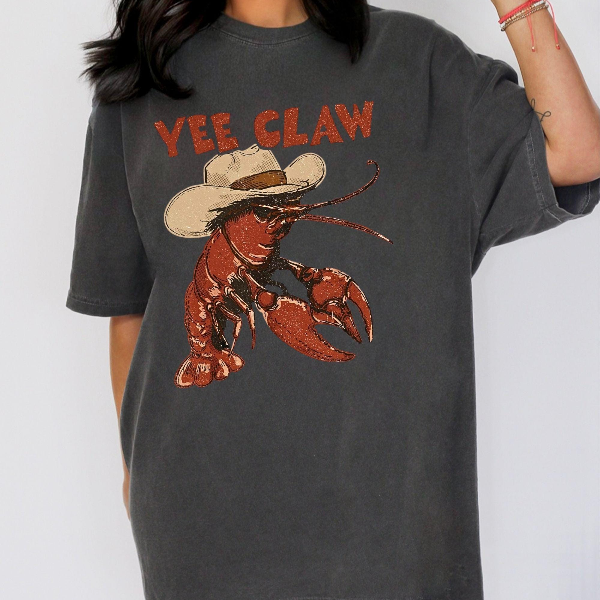 Yee Claw Shirt Funny Cowboy Crab Western Graphic Tee Country Humor Gift
