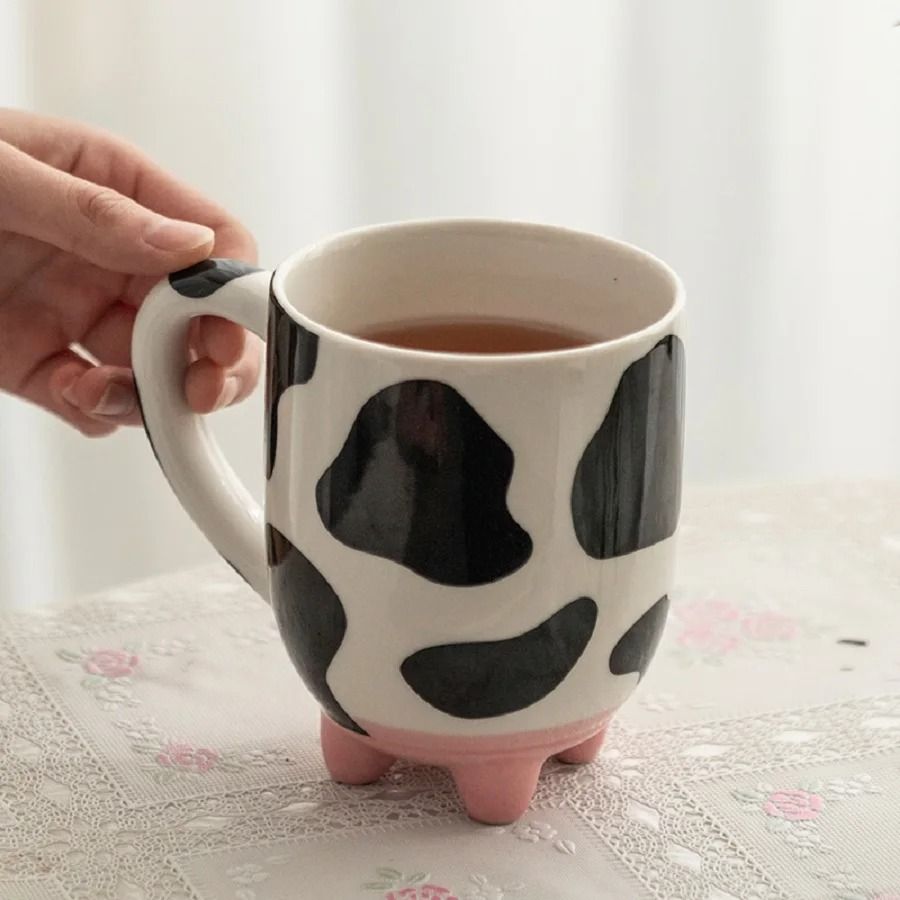 Handcrafted Cartoon Cow Ceramic Mug