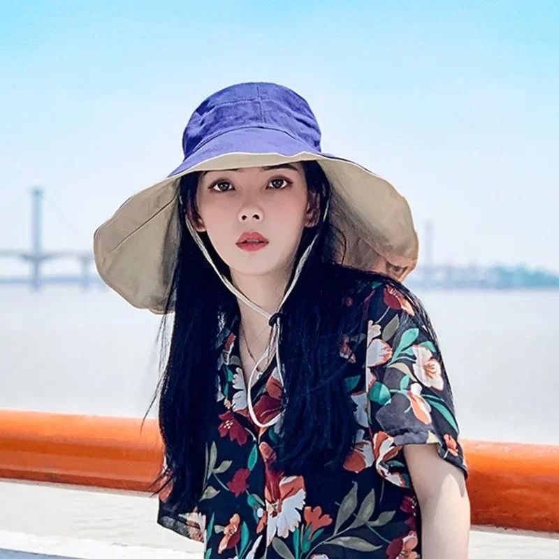 Wide-Brimmed UV Resistant Sun Hat for Women – Foldable Beach & Hiking Fisherman Hat