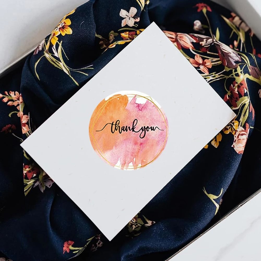 Thank You Stickers Roll 500 Pieces Cute Pink Gold Labels