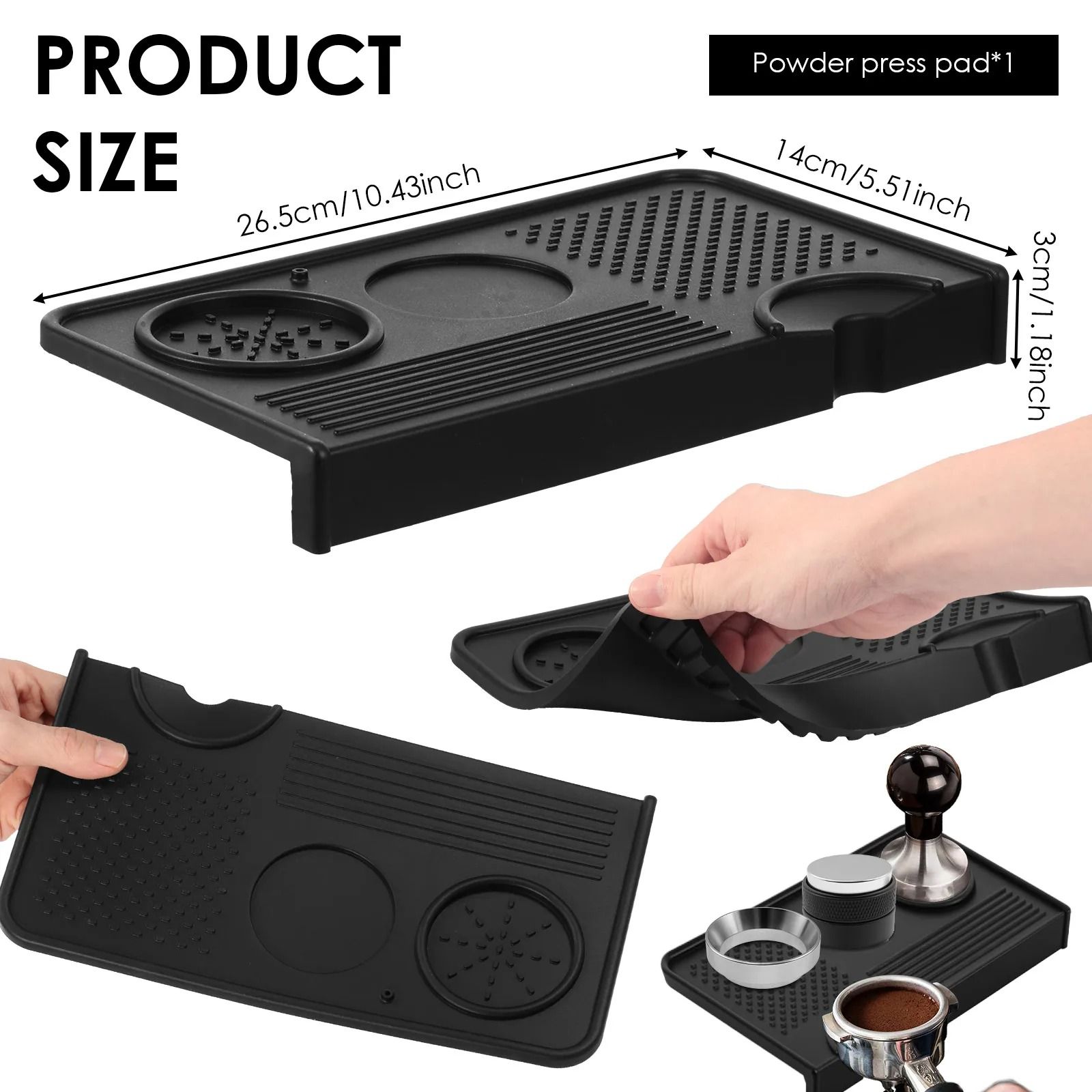 Dual-Hole Silicone Espresso Tamping Mat – Waterproof Anti-Slip Station for Home Brewing