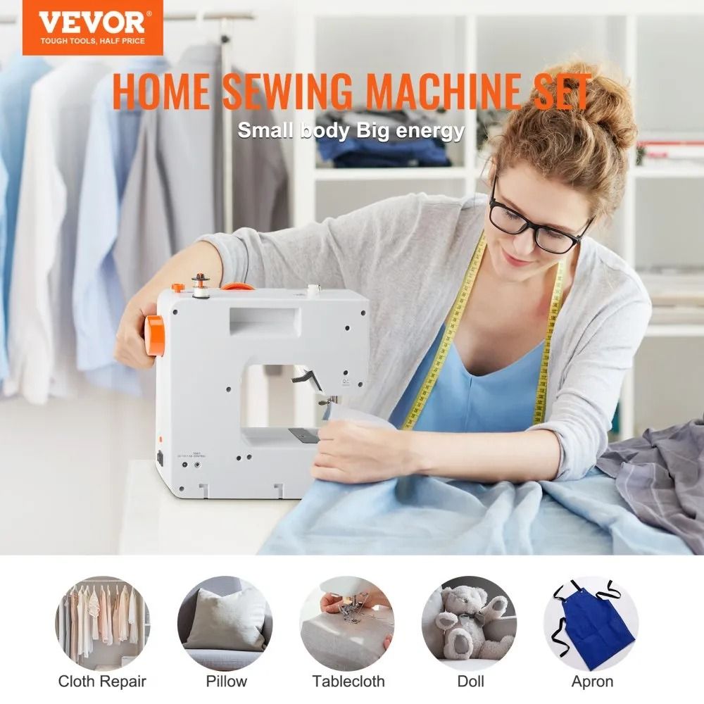 Portable Sewing Machine for Beginners, Built In Stitches Sewing Machine, Reverse Sewing, Dual Speed Extension Table Set