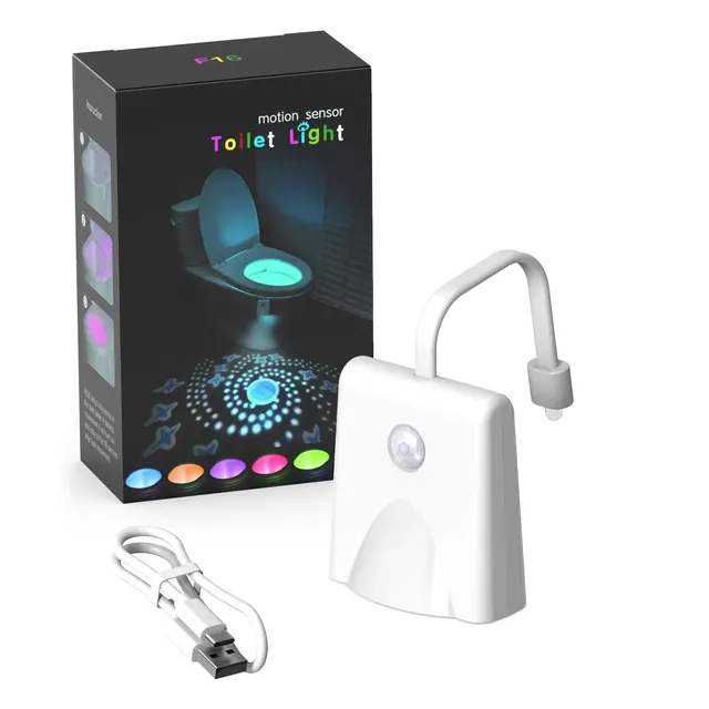 Toilet Night Light, Motion Sensor Light, Rechargeable LED Night Lamp, Bathroom Washroom Decoration, LED Light for Toilet