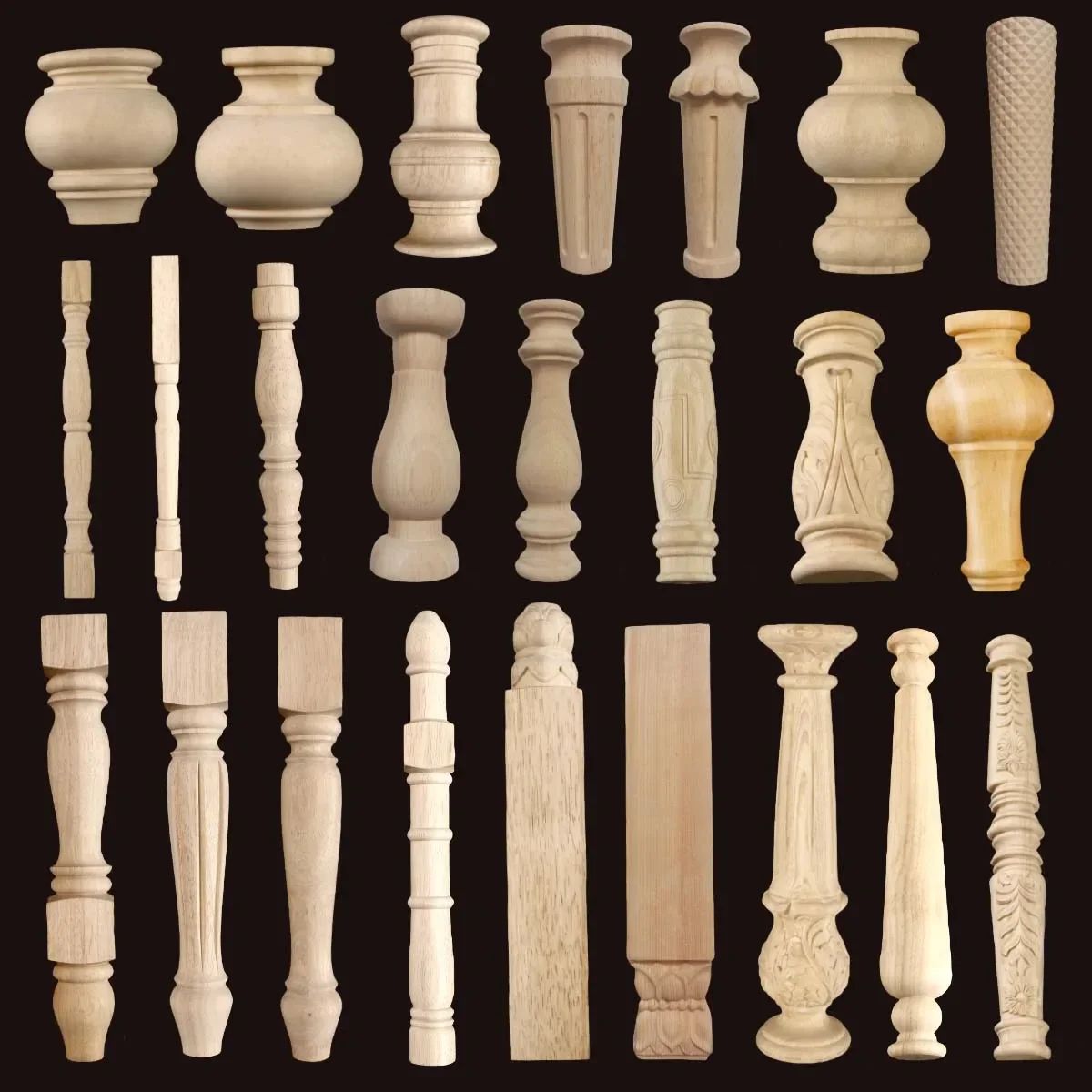 Roman Style Wood Column Cap Decorative Carved Applique for Furniture and Cabinet Upgrade