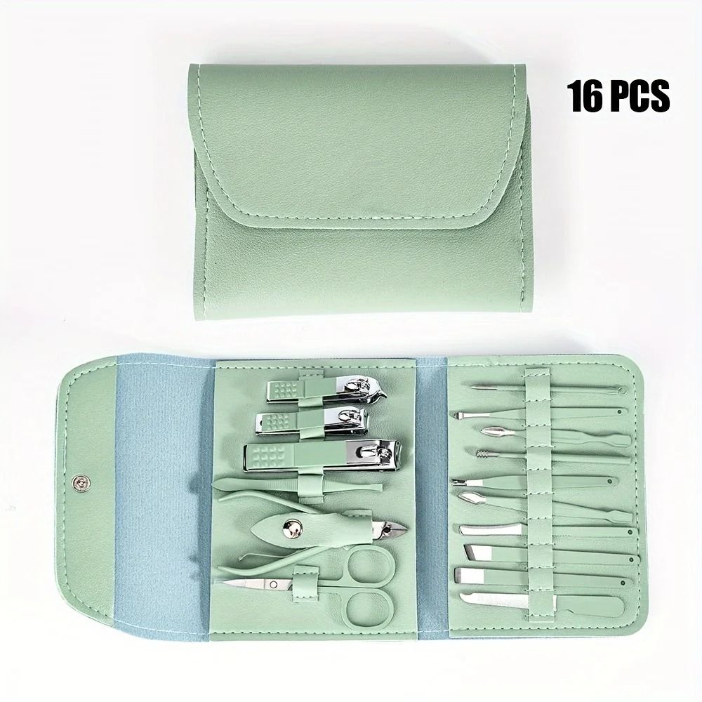 16-Piece Stainless Steel Manicure & Grooming Kit – Precision Nail Clippers & Cuticle Set with Luxury Travel Case