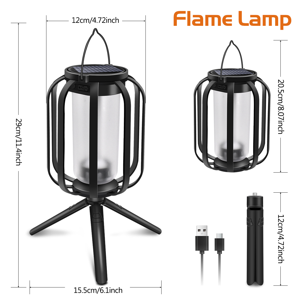 Waterproof Solar Lanterns Outdoor Hanging Lights, Dual Charging Flame Lamp, Christmas Garden Yard Decorative Lantern