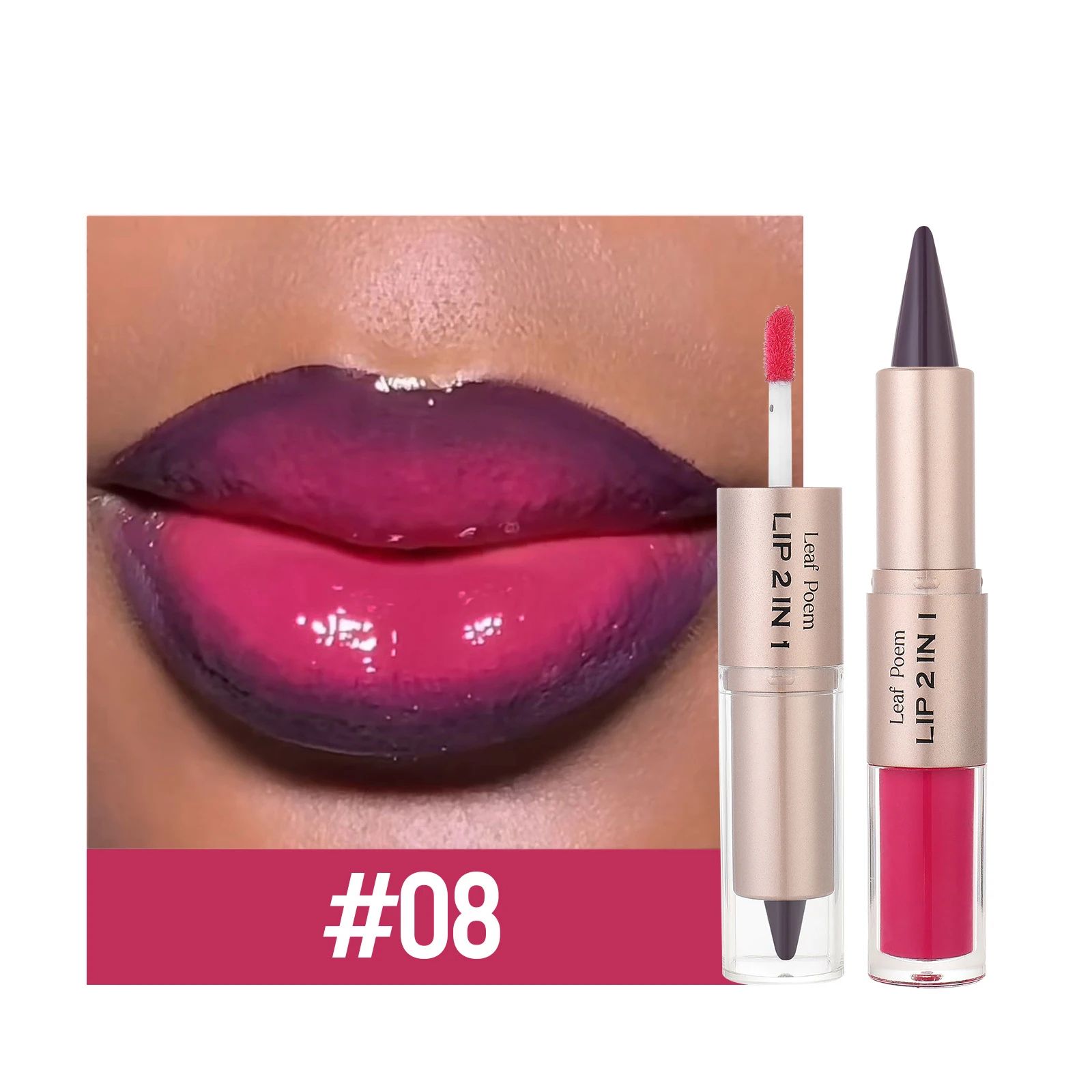 Black Brown Double-Head Lip Liner and Gloss Set