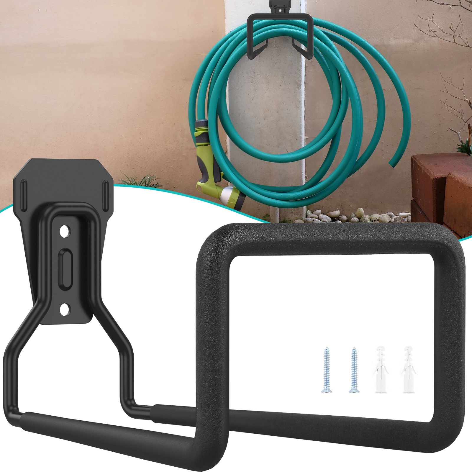 Sturdy Storage Bracket Pipe Reel Rack, Metal Hose Holder Wall Mounted, Garden Water Hose Holder