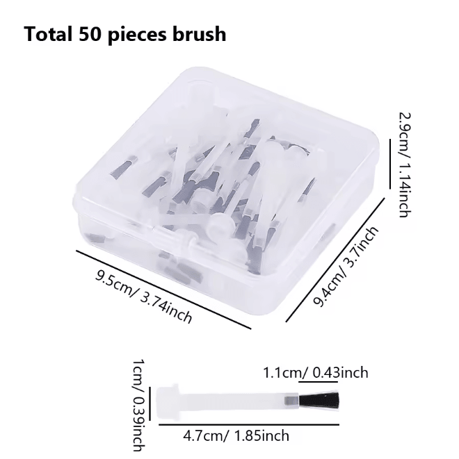 Disposable Nail Polish Brush Set 50 Piece Flat Brushes with Handle