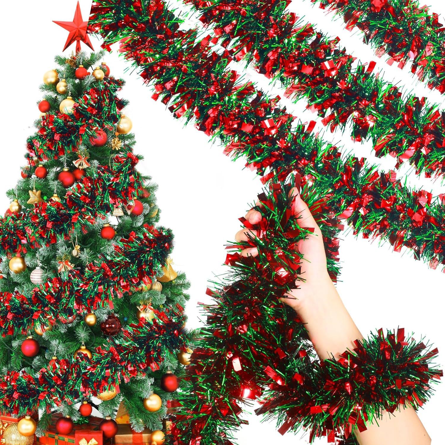 Colorful Ribbon Garland Ornaments, Christmas Decoration Strips for Tree, Bar, Wedding Party Decoration Supplies