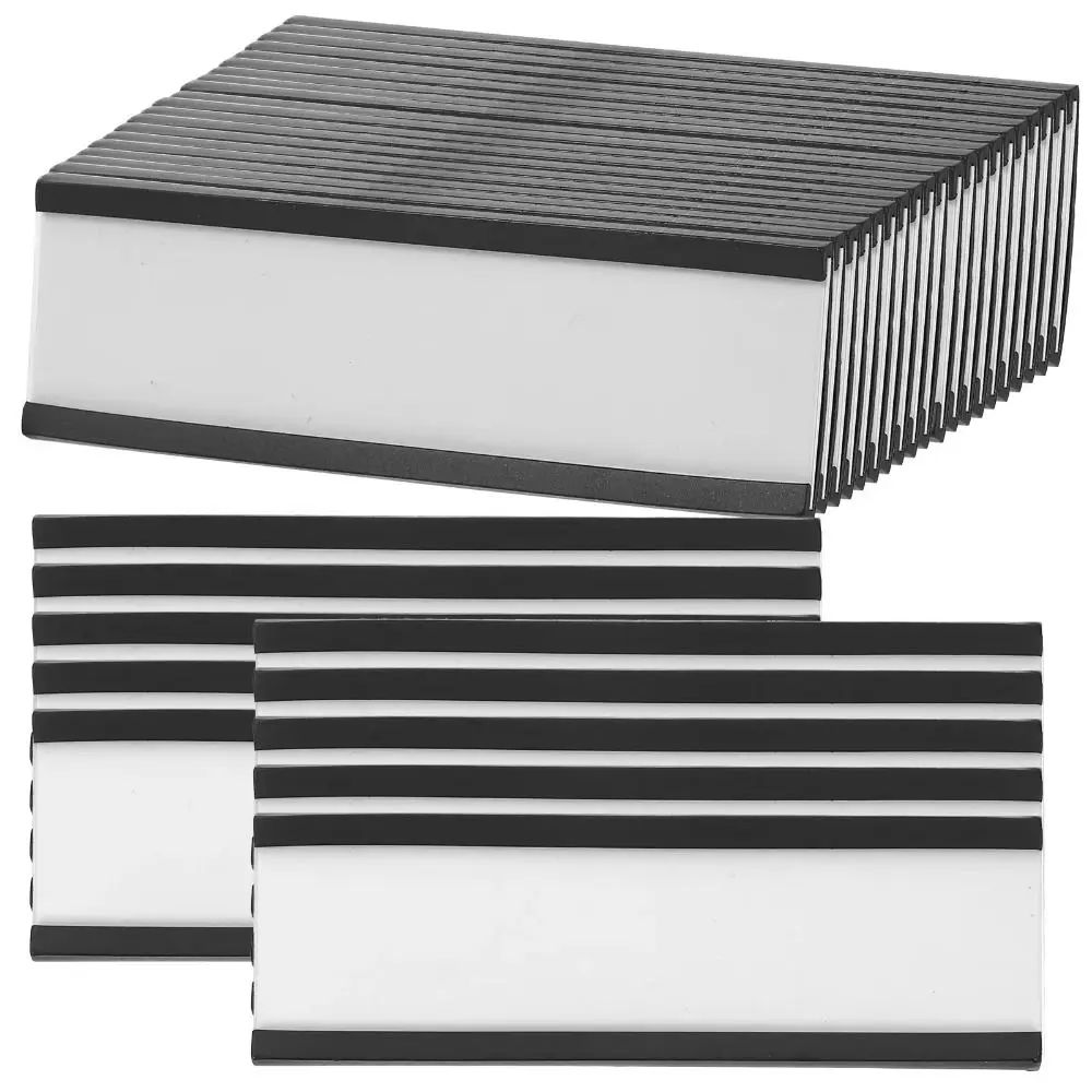 Magnetic C-Channel Label Holder Set with Protective Film - Reusable Warehouse Shelf Labels with Strong Magnet