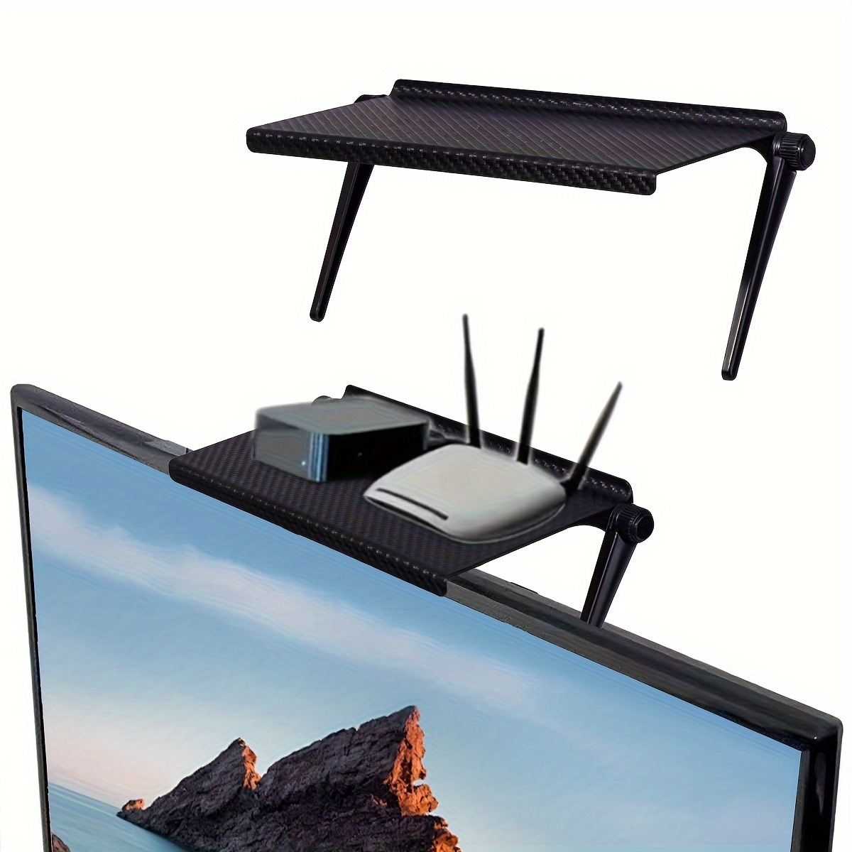 Adjustable TV Screen Top Storage Shelf Computer Desktop Display Stand Monitor Storage Rack