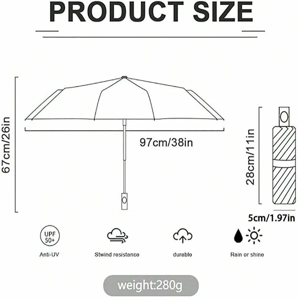 8-Rib Automatic Folding Umbrella