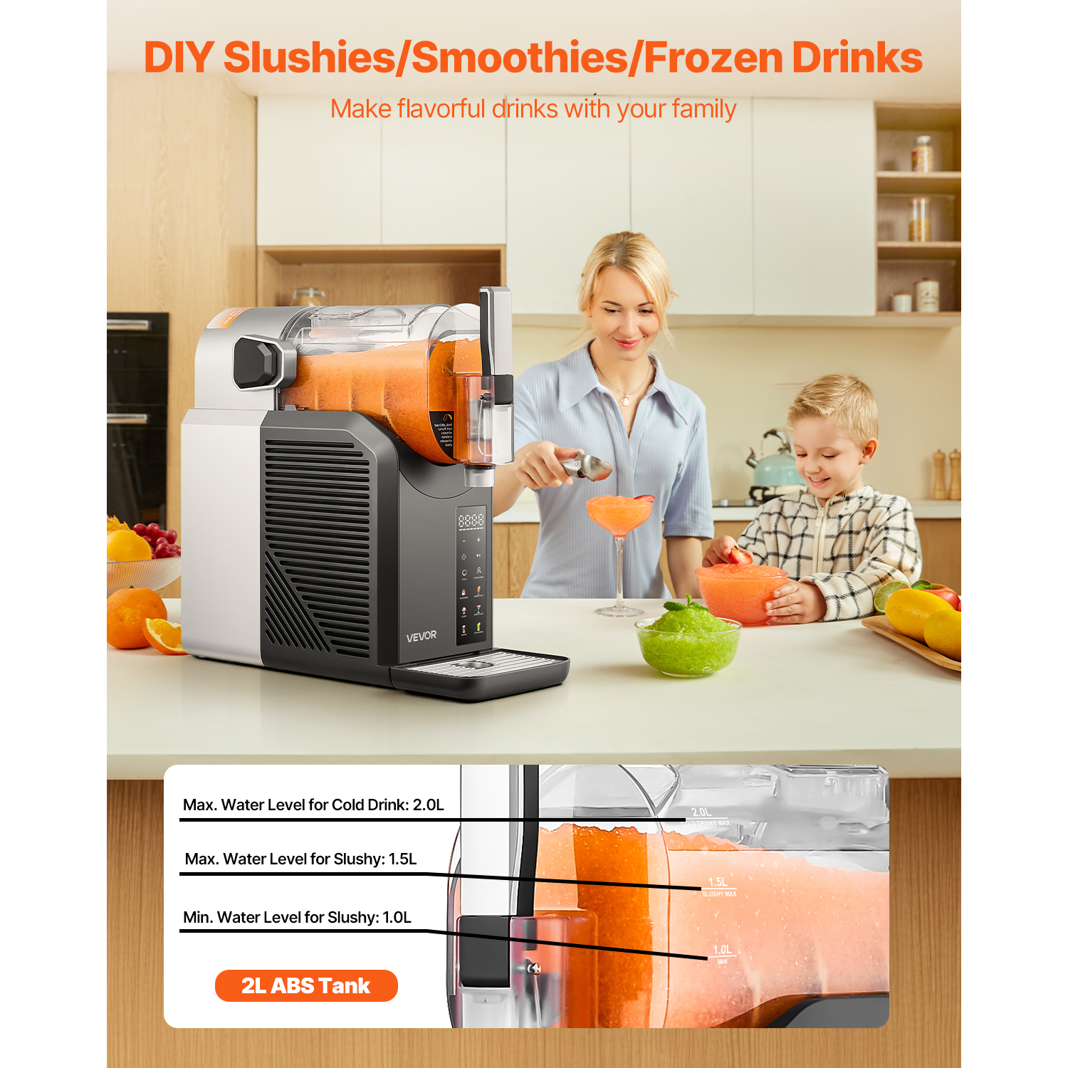 Succebuy Slushie Machine No Ice Needed, Frozen Margarita Machine with Self-Cleaning, Home Frappe & Milkshake Maker