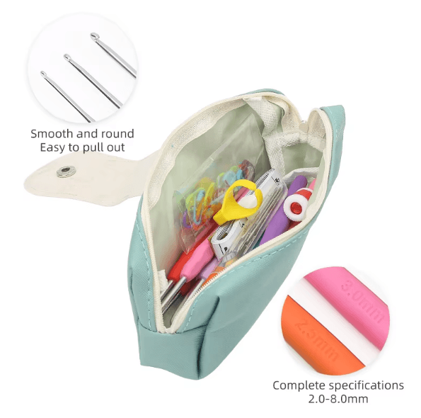 Ergonomic Extra-Long Crochet Hook Set – Complete Beginner Crochet Kit with Case