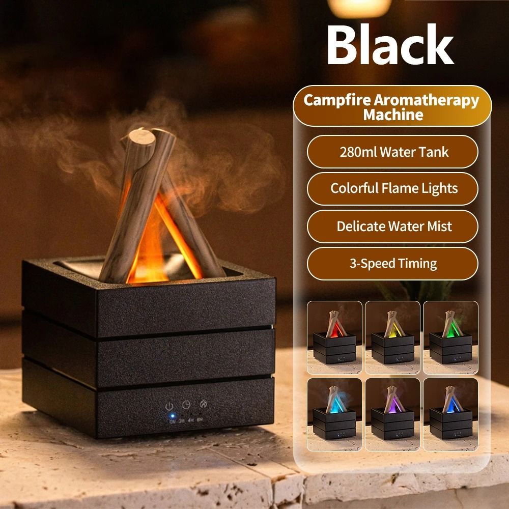 Simulated Flame Aroma Diffuser with LED Light and Cool Mist