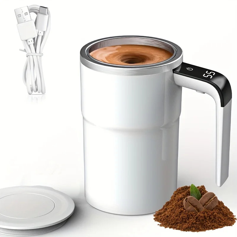 USB Charging Digital Display Mug, Electric Coffee Self Mixing Mug, Waterproof Coffee Stirring Cup
