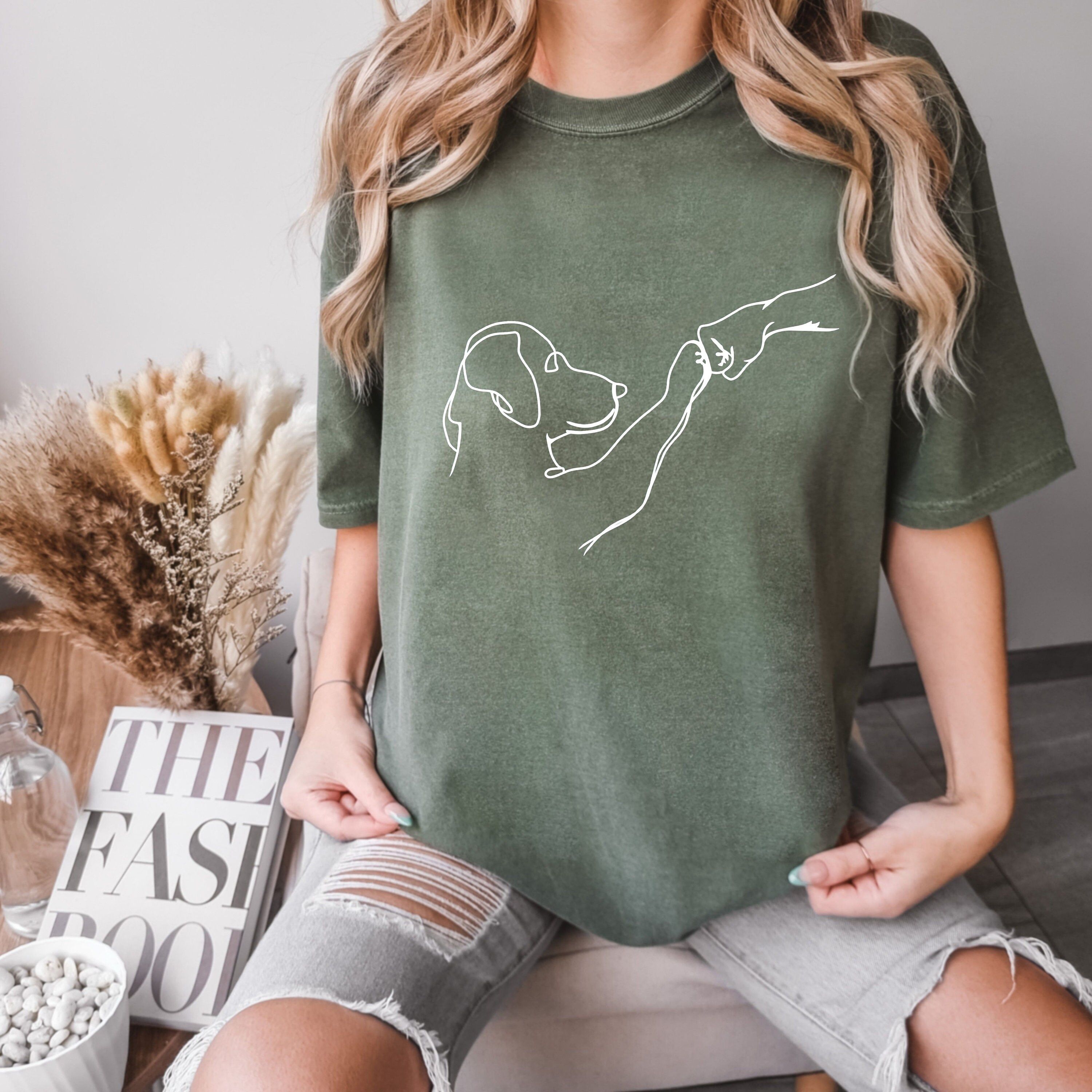 Dog Line Art Shirt Minimalist Pet Lover Tee Aesthetic Dog Graphic T-Shirt Casual Womens Top