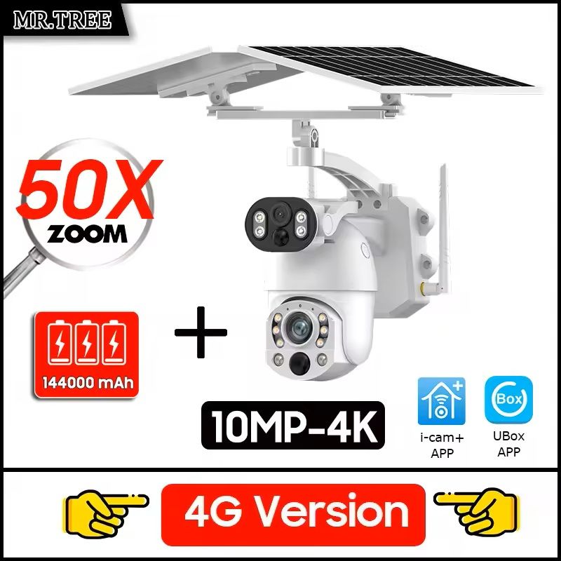 4K Dual Screen Solar PTZ Security Camera with 50X Zoom and Motion Tracking