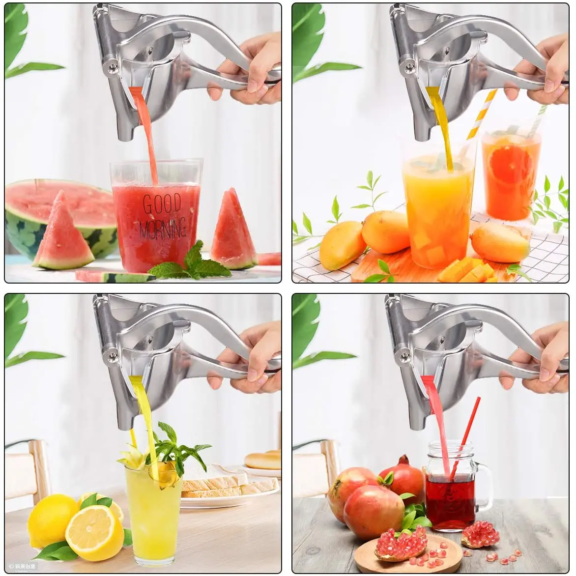 Manual Juice Squeezer Aluminum Alloy Hand Pressure Juicer for Pomegranate, Orange, Lemon, and Sugar Cane