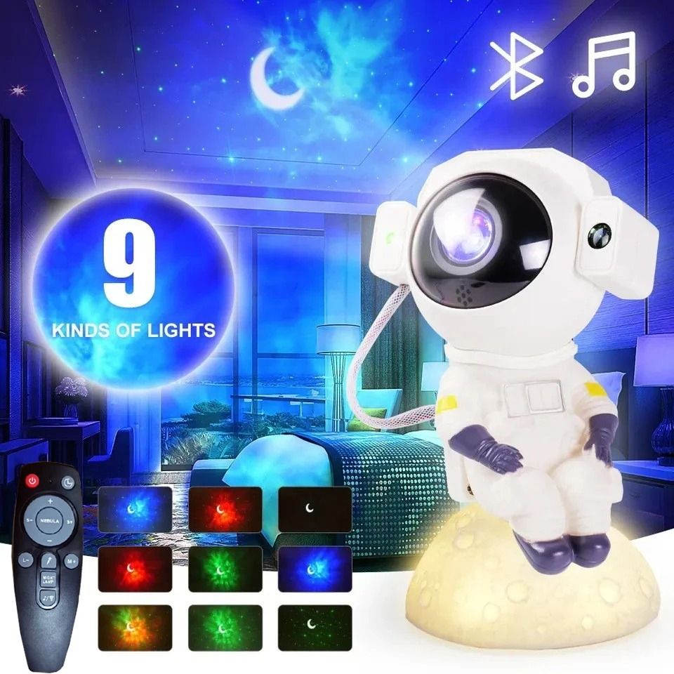 Astronaut Galaxy Projector with Bluetooth Speaker and Starry Sky Night Light for Bedroom