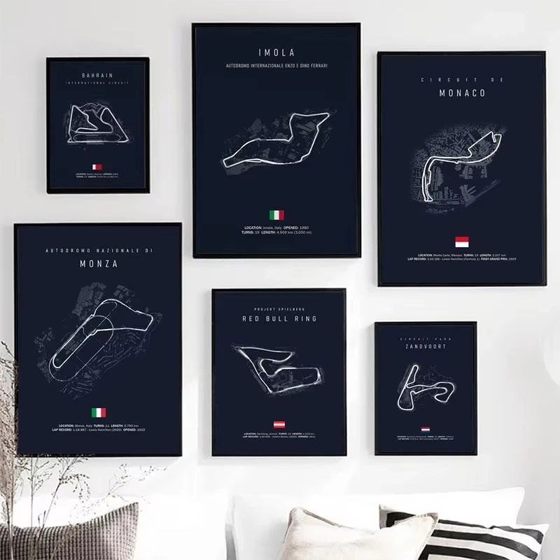 EverTrack F1 Race Track Canvas Wall Art Minimalist Motorsport Decor